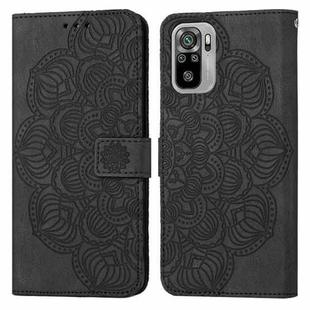 For Xiaomi Redmi Note 10 Mandala Embossed Flip Leather Phone Case(Black)