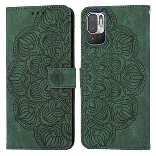 For Xiaomi Redmi Note 10 5G Mandala Embossed Flip Leather Phone Case(Green)
