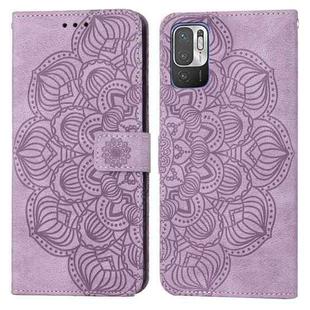 For Xiaomi Redmi Note 10 5G Mandala Embossed Flip Leather Phone Case(Purple)