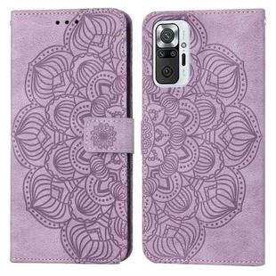 For Xiaomi Redmi Note 10 Pro 4G Mandala Embossed Flip Leather Phone Case(Purple)