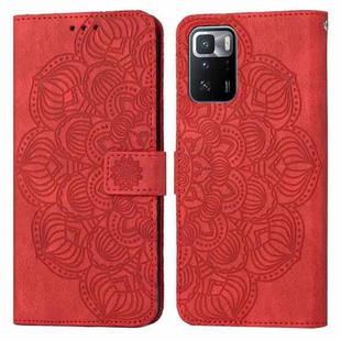 For Xiaomi Redmi Note 10 Pro 5G Mandala Embossed Flip Leather Phone Case(Red)