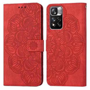 For Xiaomi Redmi Note 11 Pro 5G Mandala Embossed Flip Leather Phone Case(Red)