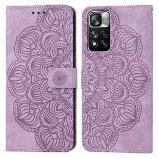 For Xiaomi Redmi Note 11 Pro 5G Mandala Embossed Flip Leather Phone Case(Purple)