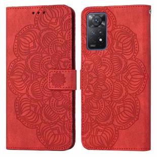 For Xiaomi Redmi Note 11 Pro International Mandala Embossed Flip Leather Phone Case(Red)