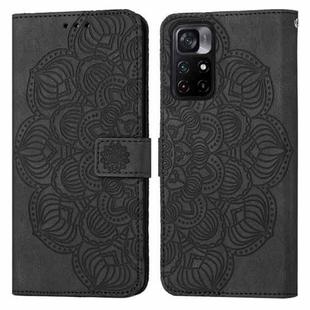 For Xiaomi Redmi Note 11 5G Mandala Embossed Flip Leather Phone Case(Black)