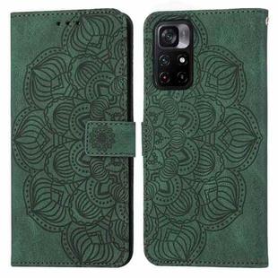 For Xiaomi Redmi Note 11 5G Mandala Embossed Flip Leather Phone Case(Green)