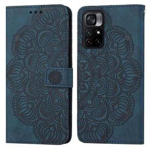 For Xiaomi Redmi Note 11 5G Mandala Embossed Flip Leather Phone Case(Blue)