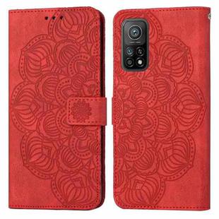 For Xiaomi Mi 10T / 10T Pro Mandala Embossed Flip Leather Phone Case(Red)