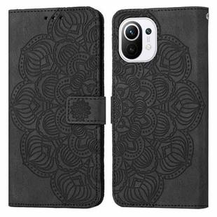 For Xiaomi Mi 11 Lite Mandala Embossed Flip Leather Phone Case(Black)