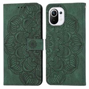 For Xiaomi Mi 11 Lite Mandala Embossed Flip Leather Phone Case(Green)