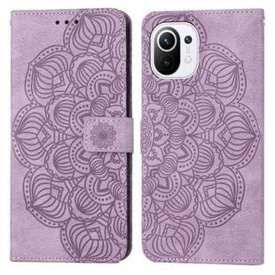 For Xiaomi Mi 11 Lite Mandala Embossed Flip Leather Phone Case(Purple)