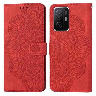 For Xiaomi 11T Mandala Embossed Flip Leather Phone Case(Red)