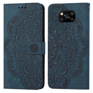 For Xiaomi Poco X3 NFC Mandala Embossed Flip Leather Phone Case(Blue)