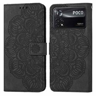 For Xiaomi Poco X4 Pro 5G Mandala Embossed Flip Leather Phone Case(Black)