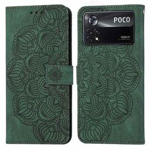 For Xiaomi Poco X4 Pro 5G Mandala Embossed Flip Leather Phone Case(Green)