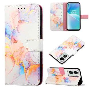 For OnePlus Nord 2T 5G Marble Pattern Flip Leather Phone Case(Galaxy Marble White LS004)