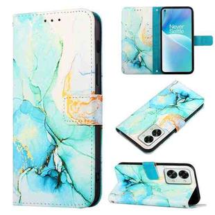 For OnePlus Nord 2T 5G Marble Pattern Flip Leather Phone Case(Green LS003)