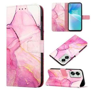 For OnePlus Nord 2T 5G Marble Pattern Flip Leather Phone Case(Pink Purple Gold LS001)