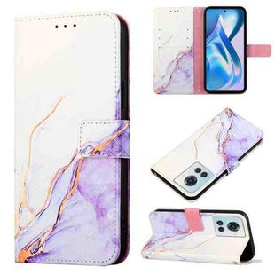 For OnePlus Ace Marble Pattern Flip Leather Phone Case(White Purple LS006)