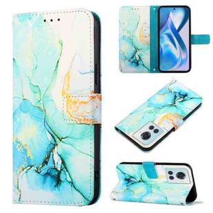 For OnePlus Ace Marble Pattern Flip Leather Phone Case(Green LS003)