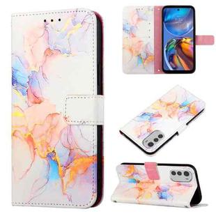 For Motorola Moto E32 Marble Pattern Flip Leather Phone Case(Galaxy Marble White LS004)
