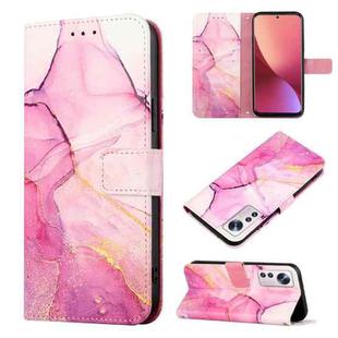 For Xiaomi 12 Lite Marble Pattern Flip Leather Phone Case(Pink Purple Gold LS001)