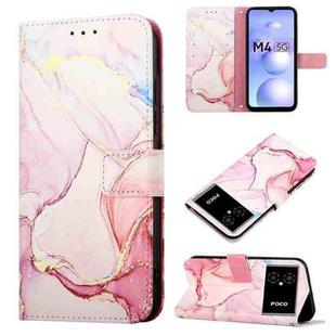 For Xiaomi Poco M4 5G Marble Pattern Flip Leather Phone Case(Rose Gold LS005)