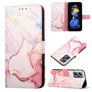 For Xiaomi Redmi Note 11T Pro Marble Pattern Flip Leather Phone Case(Rose Gold LS005)