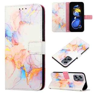 For Xiaomi Redmi Note 11T Pro Marble Pattern Flip Leather Phone Case(Galaxy Marble White LS004)