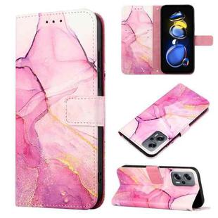 For Xiaomi Redmi Note 11T Pro Marble Pattern Flip Leather Phone Case(Pink Purple Gold LS001)