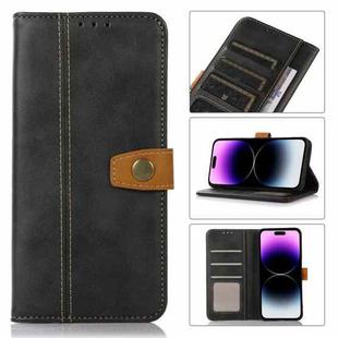 For iPhone 14 Pro Stitching Thread Calf Texture Leather Phone Case (Black)