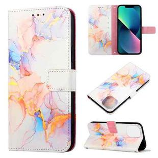 For iPhone 14 Marble Pattern Flip Leather Phone Case  (Galaxy Marble White LS004)