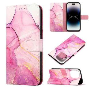 For iPhone 14 Pro Max Marble Pattern Flip Leather Phone Case  Pro Max Launching (Pink Purple Gold LS001)