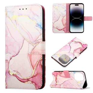 For iPhone 14 Marble Pattern Flip Leather Phone Case  Pro  Pro Launching(Rose Gold LS005)
