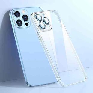 For iPhone 12 Pro Max Transparent PC Phone Case with Lens Film(Blue)