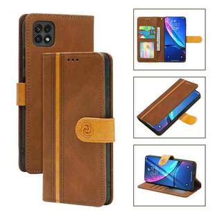 For Samsung Galaxy A22 5G Skin Feel Leather Wallet Phone Case(Brown)