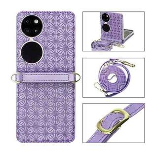 For Huawei P50 Pocket Embossed Chain Folding Phone Case(Purple)