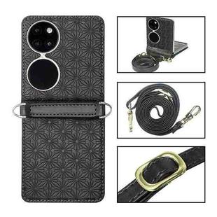 For Huawei P50 Pocket Embossed Chain Folding Phone Case(Black)