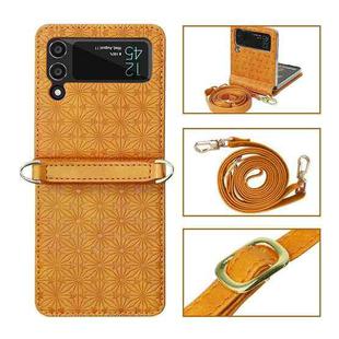 For Samsung Galaxy Z Flip3 5G Embossed Chain Folding Phone Case(Orange)
