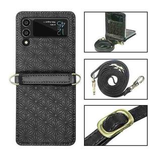 For Samsung Galaxy Z Flip3 5G Embossed Chain Folding Phone Case(Black)