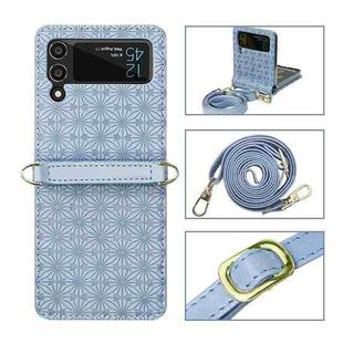 For Samsung Galaxy Z Flip3 5G Embossed Chain Folding Phone Case(Sky Blue)