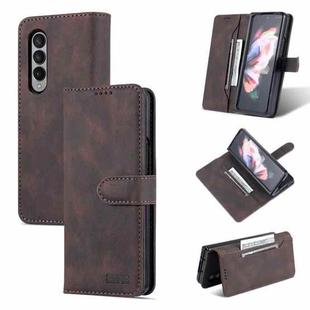 For Samsung Galaxy Z Fold4 AZNS Dream II Skin Feel PU+TPU Horizontal Flip PU Phone Case(Coffee)