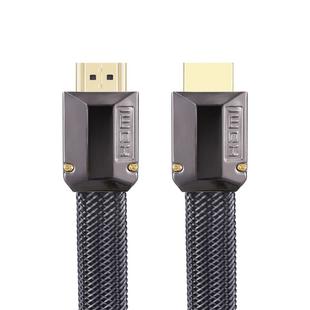 For HDMI 2m 2.0 Version  HD Cable 19 + 1 Standard Oxygen-Free Copper Metal Sshell 4K TV Flat Cable(Gun Black + Nylon Mesh)