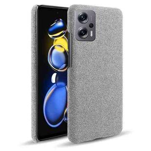 For Xiaomi Redmi Note 11T Pro+ Cloth Coated Hard Plastic Phone Case(Light Grey)