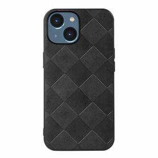 For iPhone 14 Plus Weave Plaid PU Phone Case  (Black)
