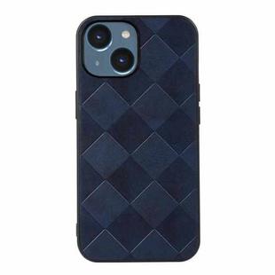 For iPhone 14 Plus Weave Plaid PU Phone Case  (Blue)