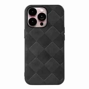 For iPhone 14 Pro Max Weave Plaid PU Phone Case (Black)