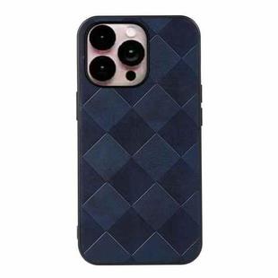 For iPhone 14 Pro Max Weave Plaid PU Phone Case (Blue)