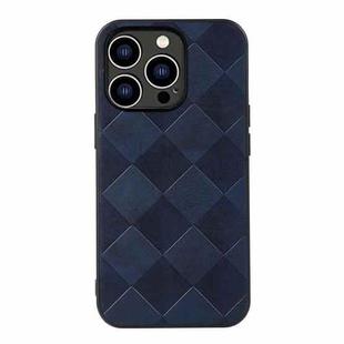 For iPhone 14 Pro Weave Plaid PU Phone Case (Blue)