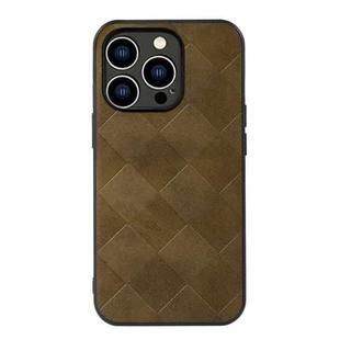 For iPhone 14 Pro Weave Plaid PU Phone Case (Green)